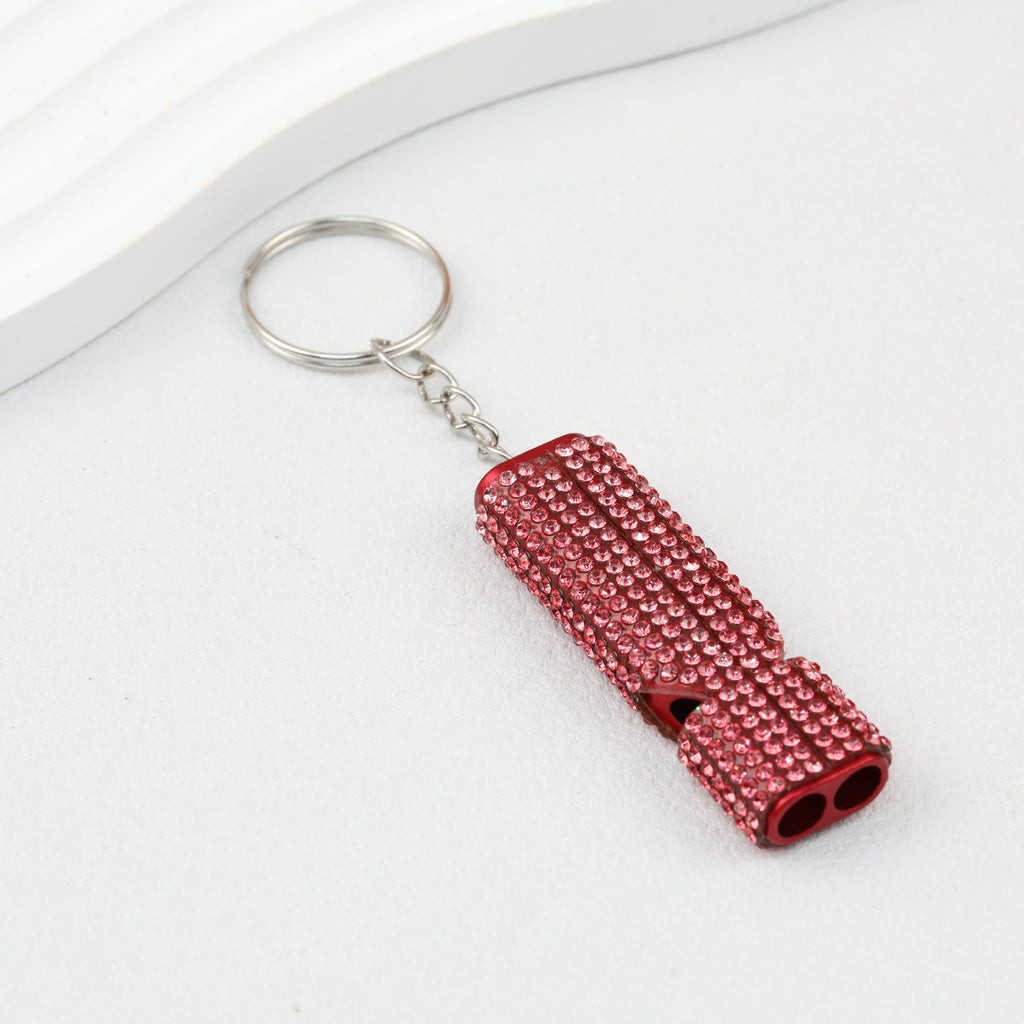 Rhinestone Whistle Keychain Self Defense Colorful Compact