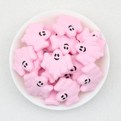 Halloween Multicolor Ghost Silicone Focal Beads 20pcs 6