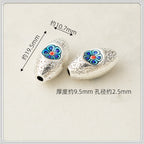 Oval Sunflower Metal Beads Cloisonne Enamel Alloy 10pcs 3