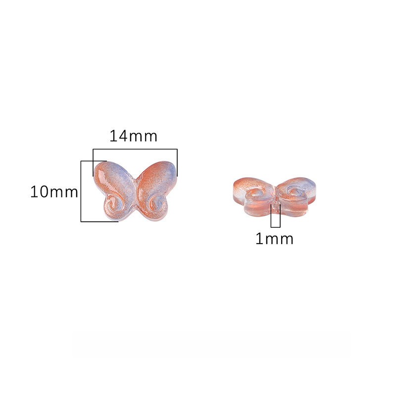 Transparent Butterfly Glass Beads 10x14mm Pastel Colors 20pcs 4
