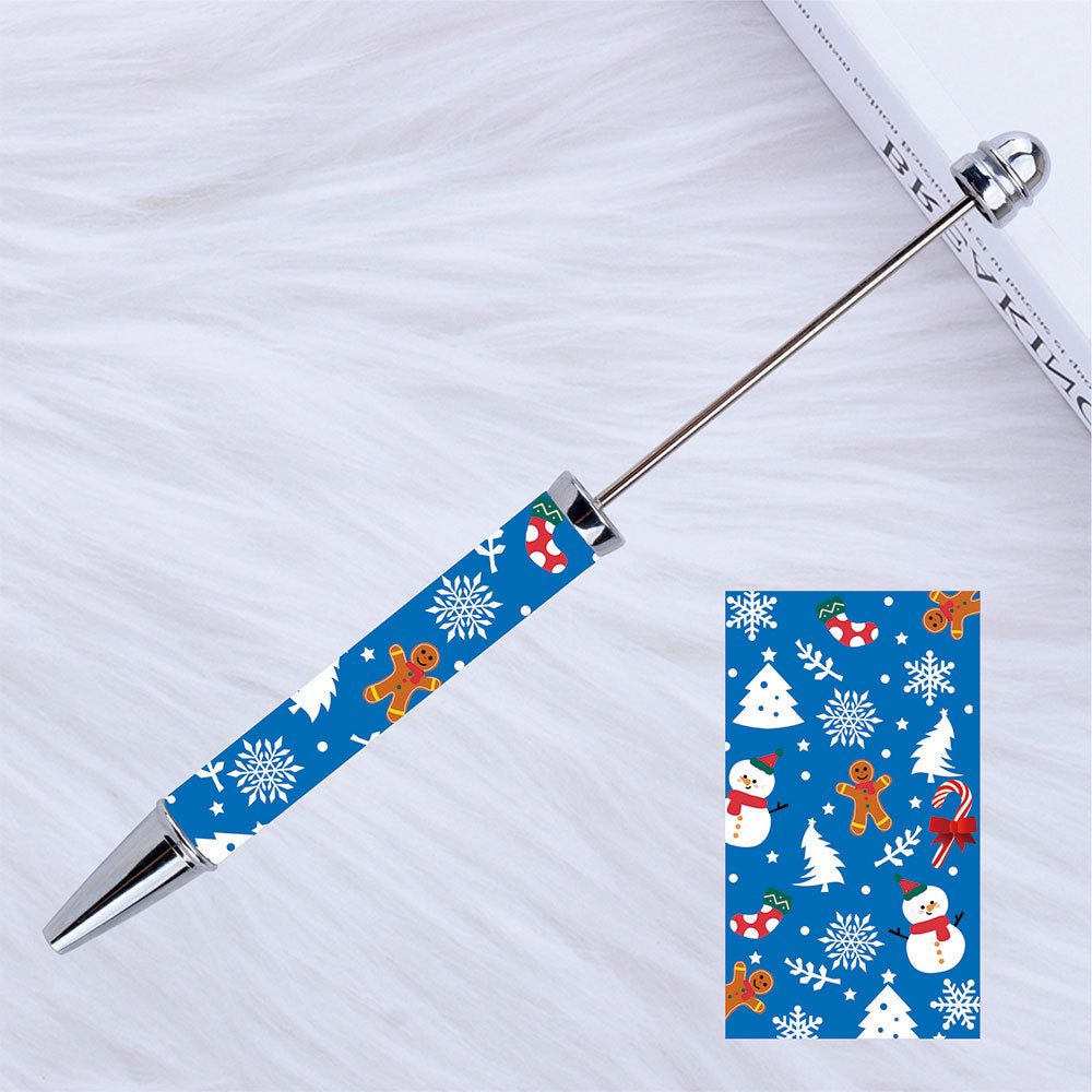 Beadable Pen Plastic Printed Pumpkin Ghost Spider Bat Halloween 4
