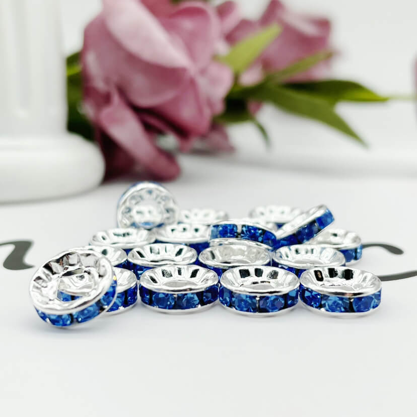 Copper Round Spacer Beads 10mm Large Hole Rhinestone 100pcs 7