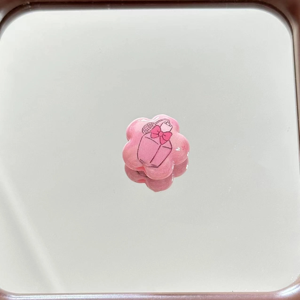 Cartoon Pattern Cherry Blossom Shaped Acrylic Beads 20mm 10pcs 5