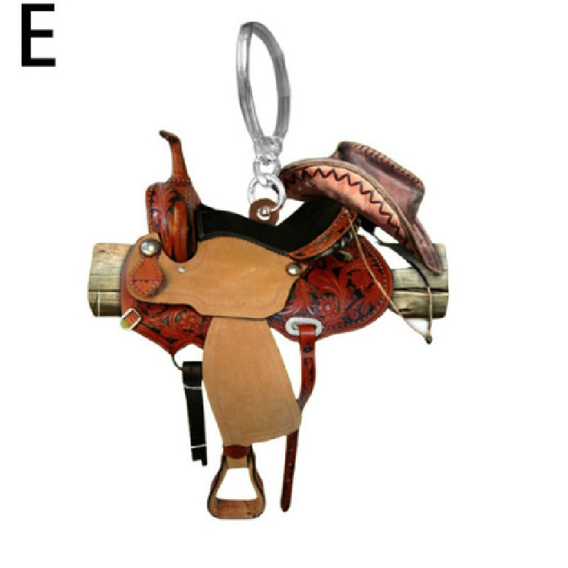 Acrylic Saddle Keychain Vintage Western Cowboy Style 9