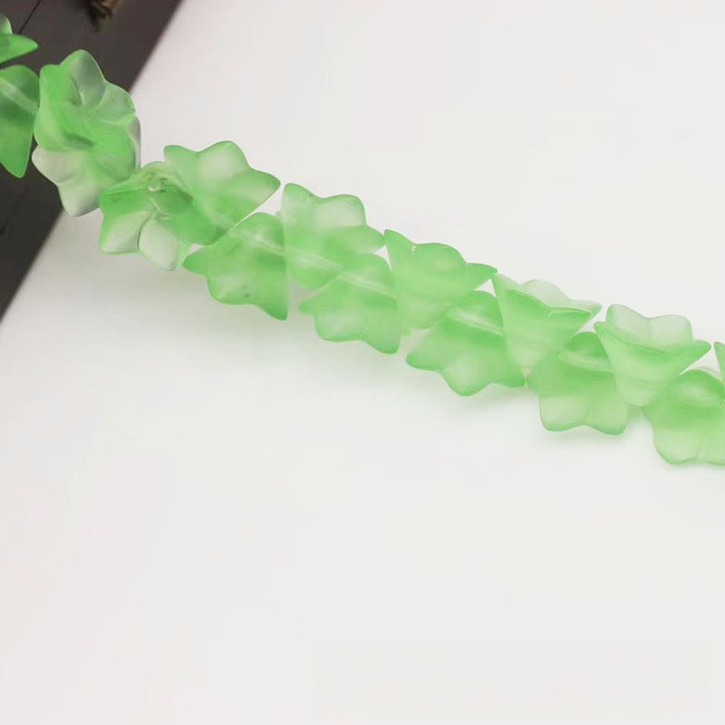 Frosted Transparent Trumpet Flower Glass Beads 9*13mm 20pcs 3