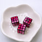 Rubik's Cube Printed Acrylic Square Beads 14mm Colorful Glossy 100pcs 6