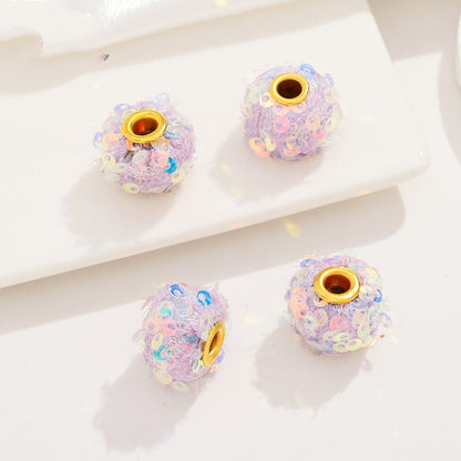 Fabric Glitter Sequin Spacer Beads 16mm 50pcs 14