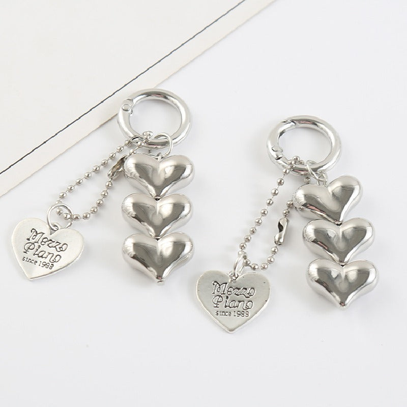 Alloy Silver Heart Keychain with Dangling Tag 4
