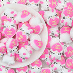 3D Cute Pink Cat Silicone Focal Beads with Heart 20pcs