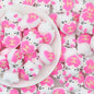 3D Cute Pink Cat Silicone Focal Beads with Heart 20pcs