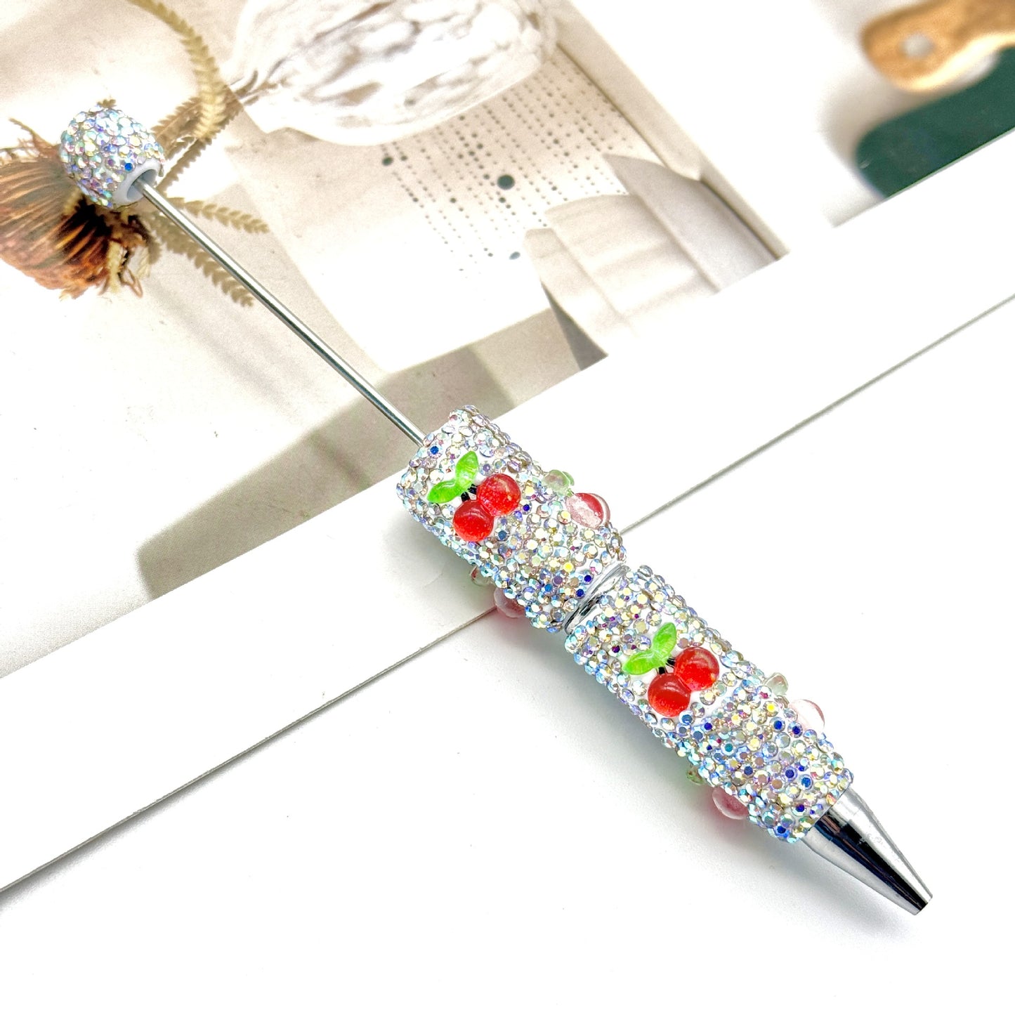 Beadable Pen with Fruit Strawberry Full Rhinestone Design 14