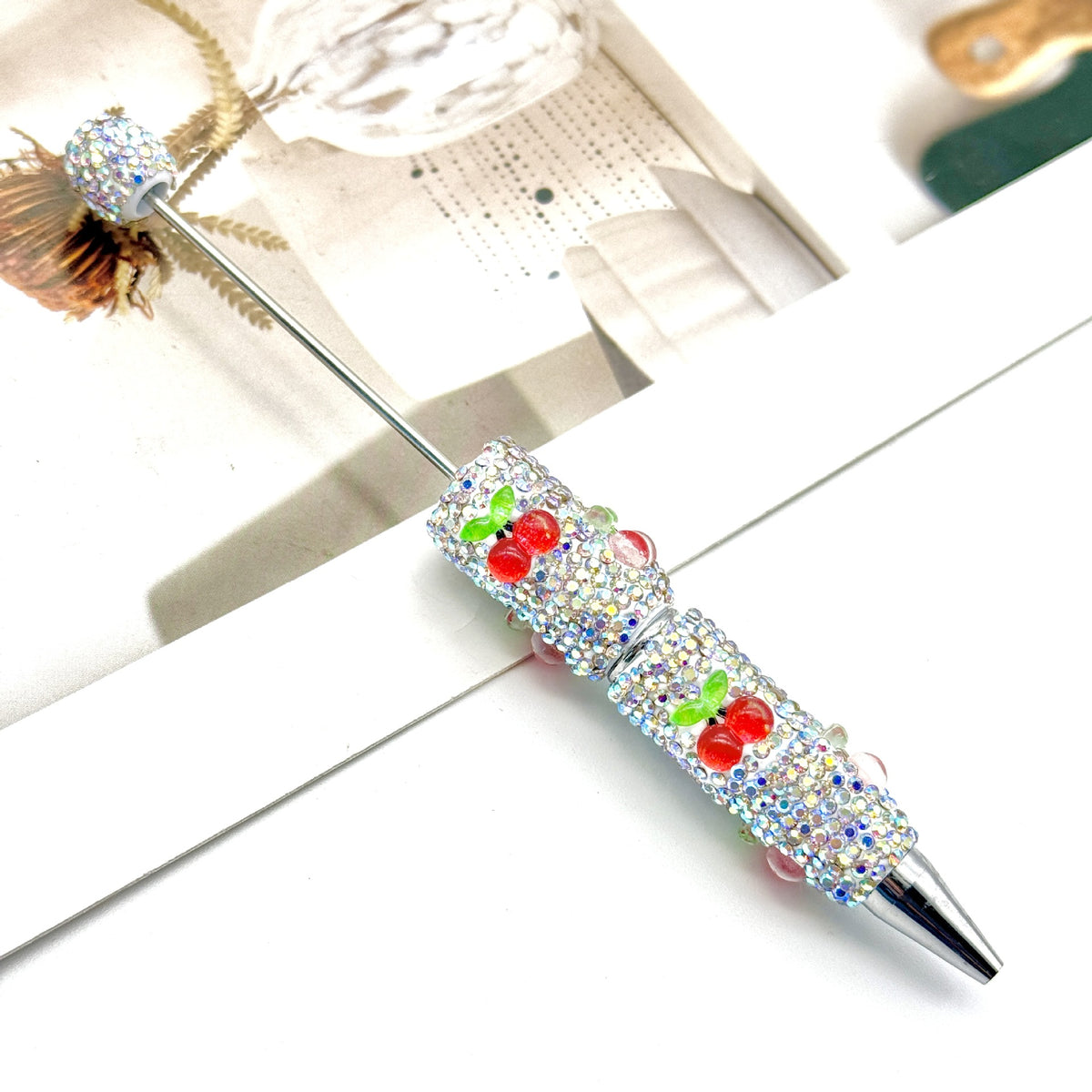 Beadable Pen with Fruit Strawberry Full Rhinestone Design 14