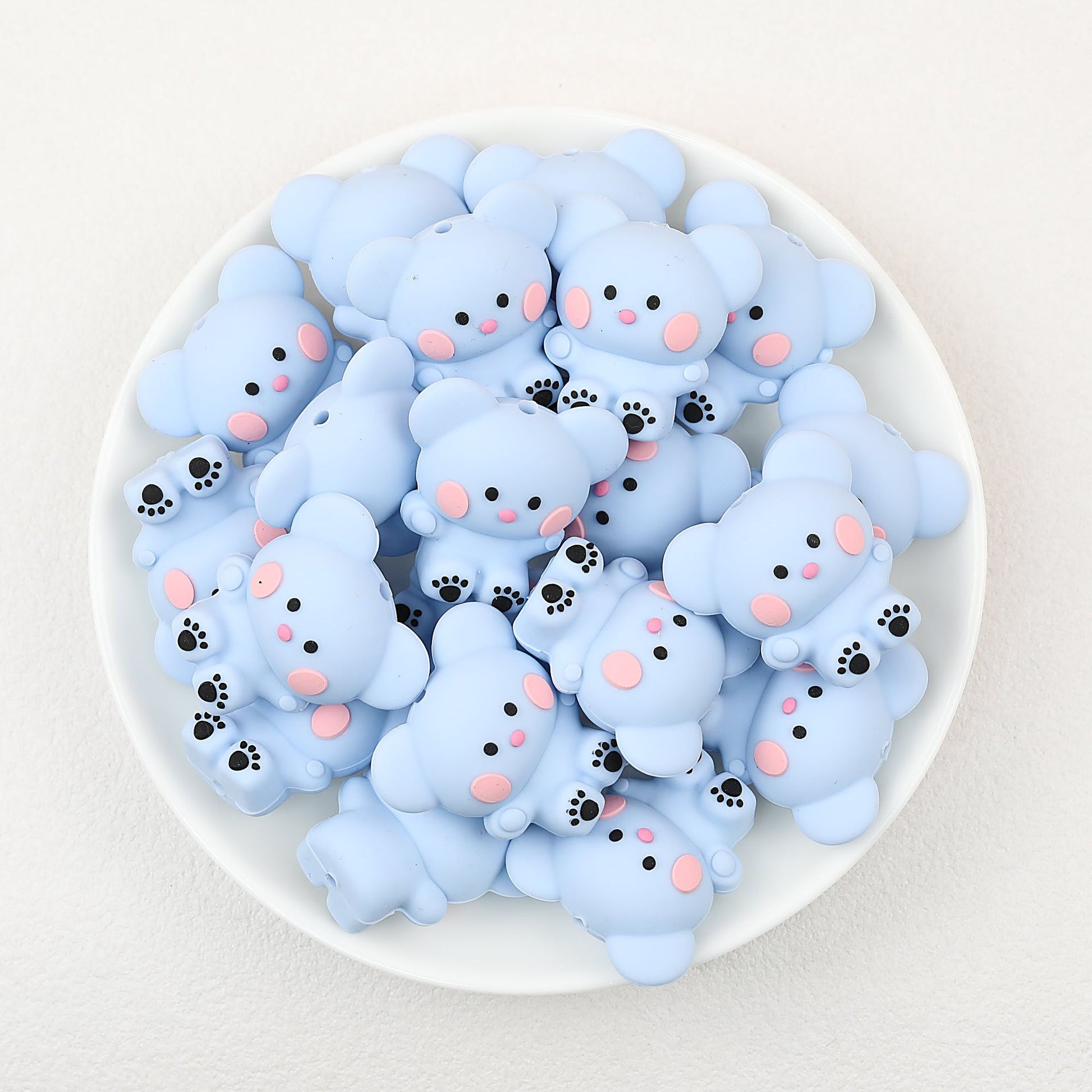 3D Animal Silicone Focal Beads Cute Rabbit Dog Design 20pcs