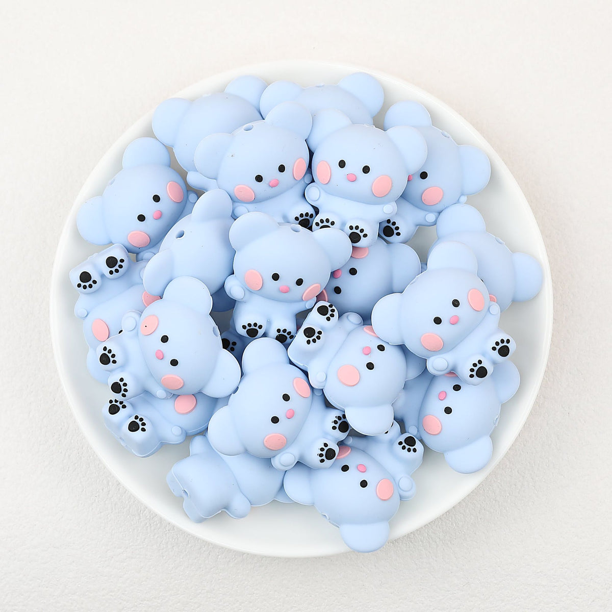 3D Animal Silicone Focal Beads Cute Rabbit Dog Design 20pcs