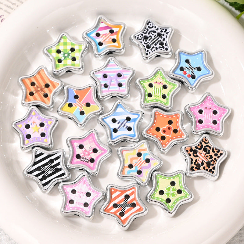 Sweet Star Shaped Acrylic Beads 22mm 10pcs