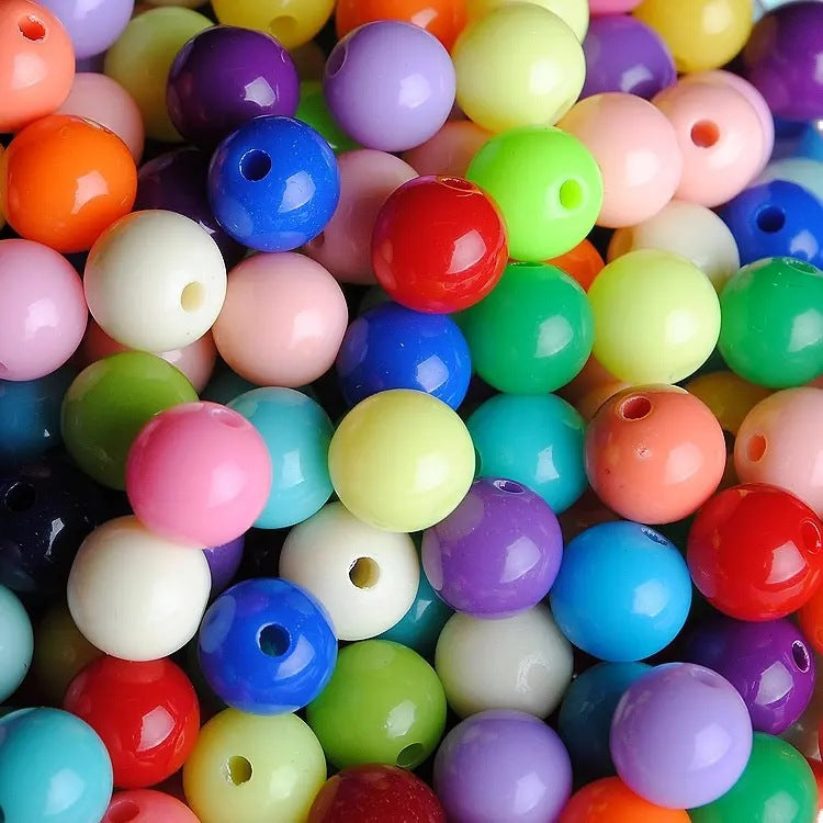 Solid Color Round Acrylic Beads 8mm 100g 2