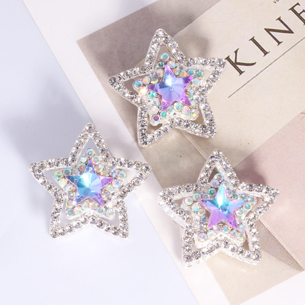 Alloy Double-Sided Five Point Star Beads with Rhinestones 2pcs 11