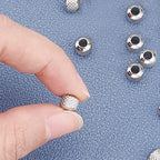 Stainless Steel Patterned Metal Beads 6mm Reticulate Twill Stripes 100pcs 2