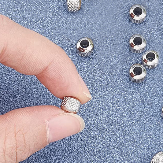 Stainless Steel Patterned Metal Beads 6mm Reticulate Twill Stripes 100pcs 2