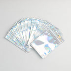 Zip Lock Bags 10.5x15cm Holographic PE Plastic Clear Window 50pcs - Rainbow color