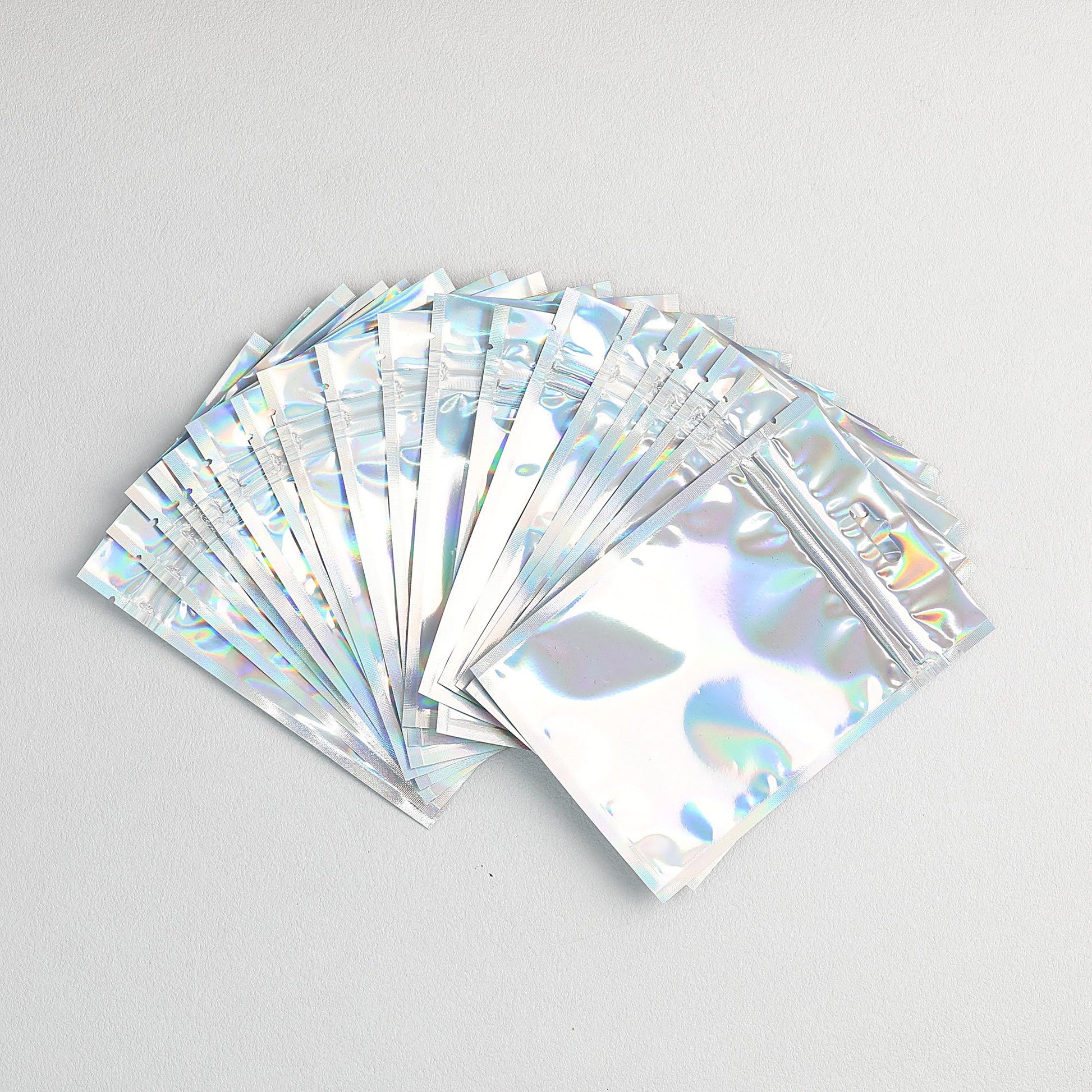 Zip Lock Bags 10.5x15cm Holographic PE Plastic Clear Window 50pcs - Rainbow color