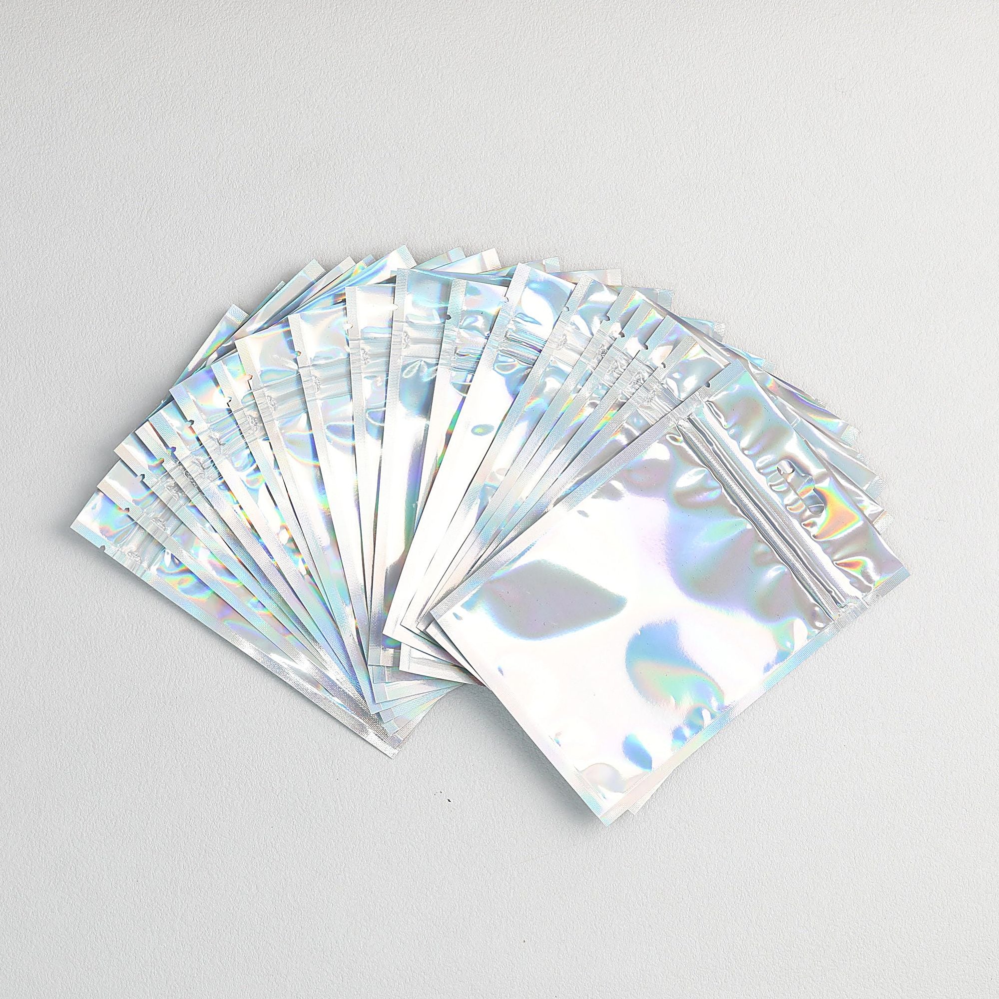 Zip Lock Bags 10.5x15cm Holographic PE Plastic Clear Window 50pcs - Rainbow color