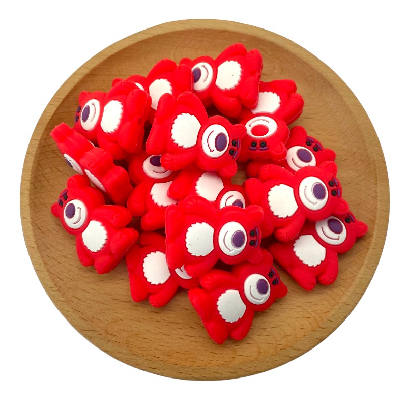 Silicone Focal Beads Bear Smiling Face Matte Finish 20pcs 2