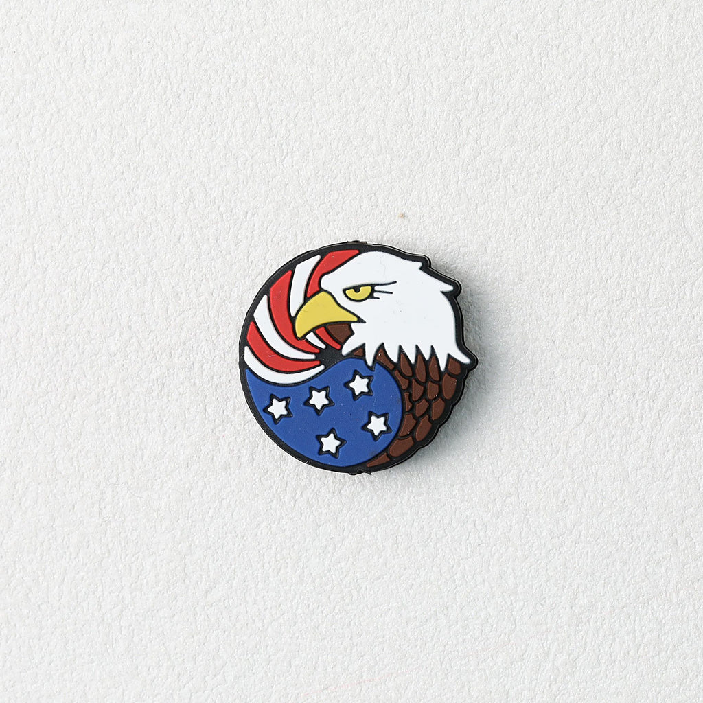 US Independence Day Eagle Head Round Silicone Focal Beads 20pcs