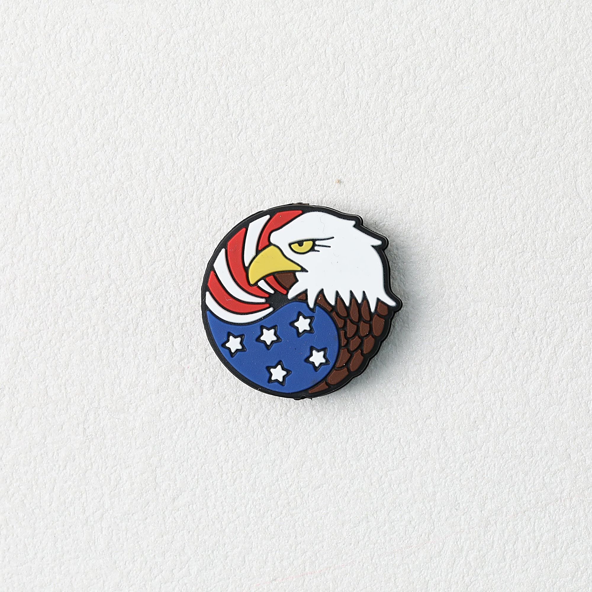 US Independence Day Eagle Head Round Silicone Focal Beads 20pcs
