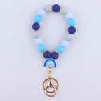 Rainbow Silicone Bead Wristlet Keychain with Rainbow Charm 8
