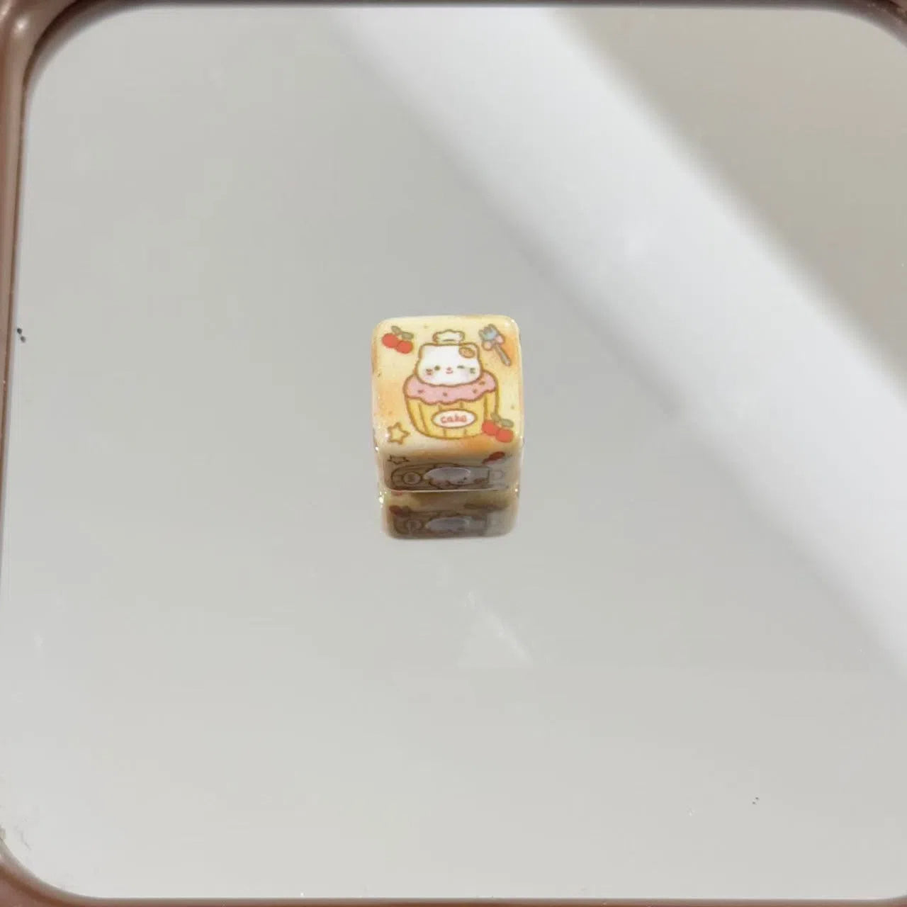Square Acrylic Beads 14mm Bread Obsessed Character Glossy 10pcs 4
