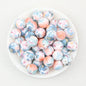 15mm Light Floral Print Round Silicone Beads 50 pcs - Floral Design 8
