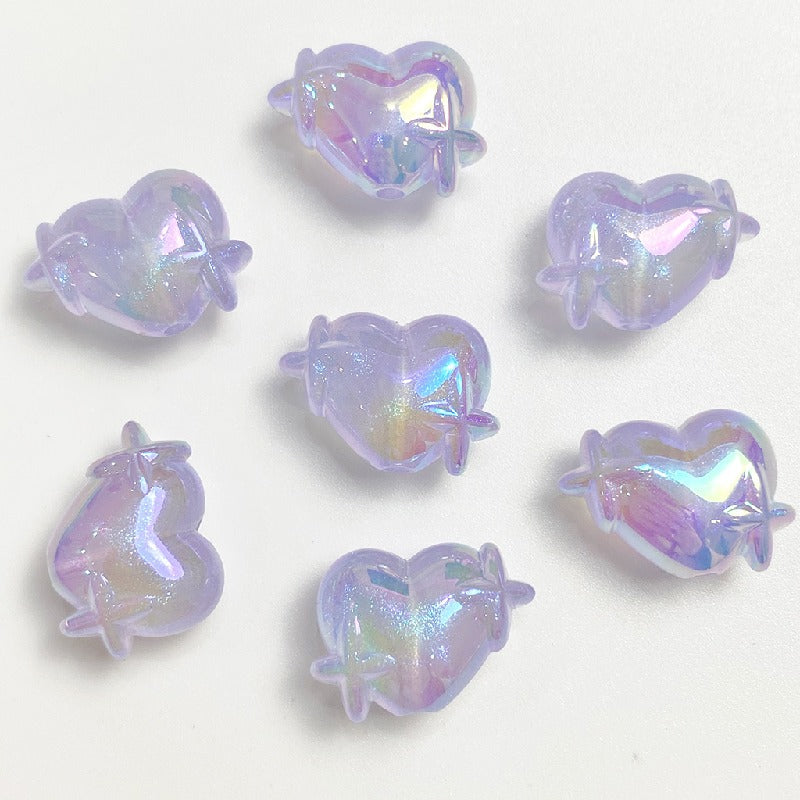 UV Finish Heart Star Acrylic Beads 14x20mm Glow In The Dark 50pcs 8