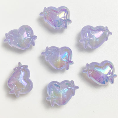 UV Finish Heart Star Acrylic Beads 14x20mm Glow In The Dark 50pcs 8