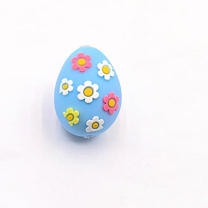 Silicone 3D Focal Beads Easter Egg Four Color Floral Accents 2