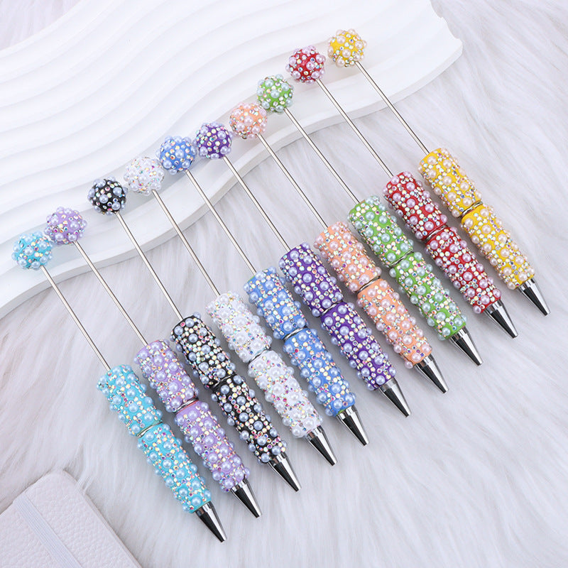 Beadable Pen with Pearl and Rhinestone Decoration Plastic 16.5g 153x17.5mm