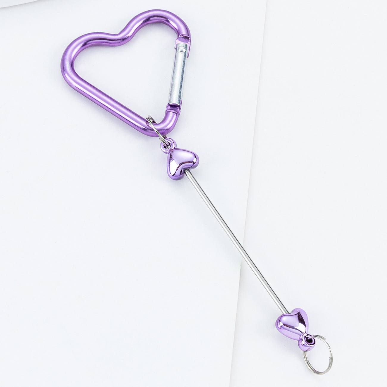 Beadable Metal Carabiners Heart-shaped With Bars