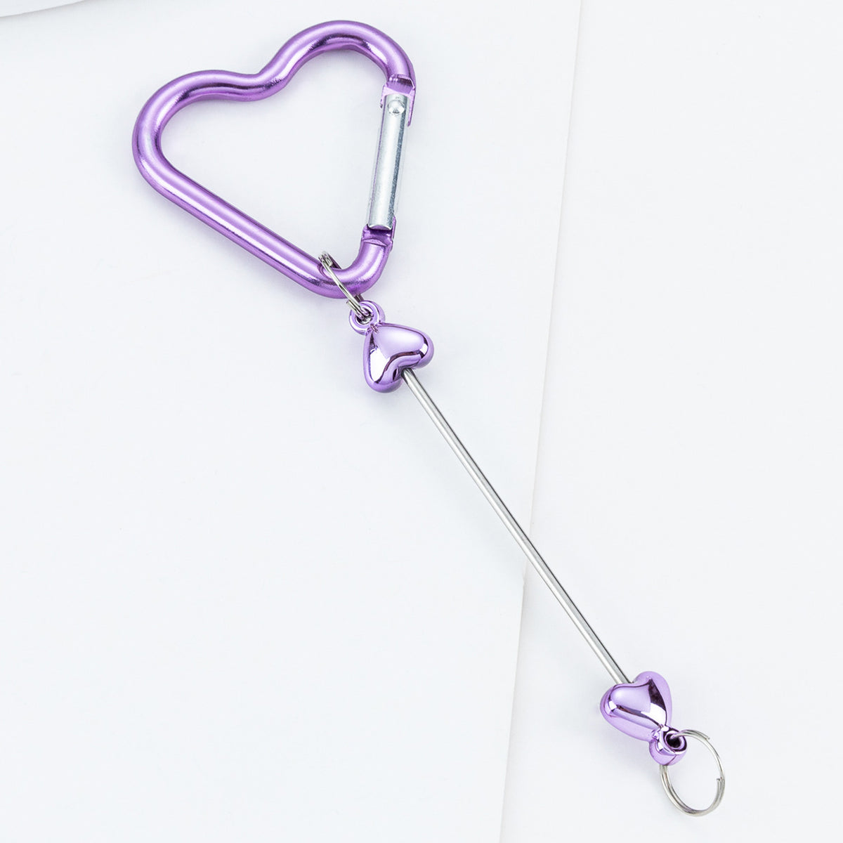 Beadable Metal Carabiners Heart-shaped With Bars