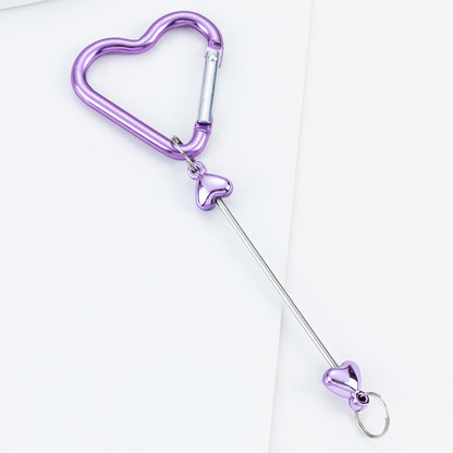 Beadable Metal Carabiners Heart-shaped With Bars