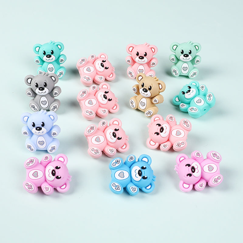 Silicone 3D Focal Beads Hug Bear Outstretched Arms 20pcs 3
