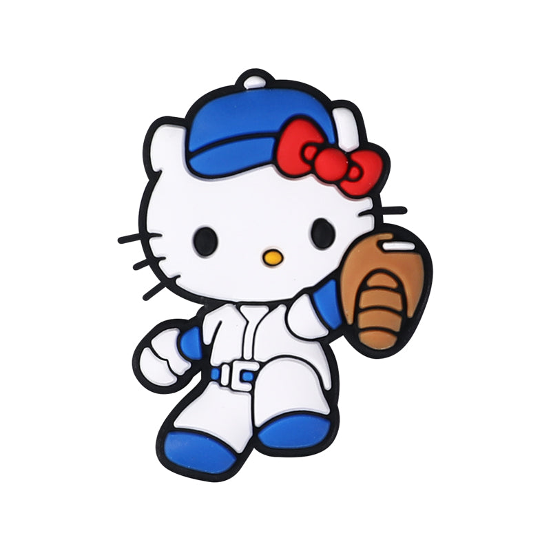 Silicone Focal Beads Hello Kitty Leopard Bow Pink Baseball Player 20pcs 13
