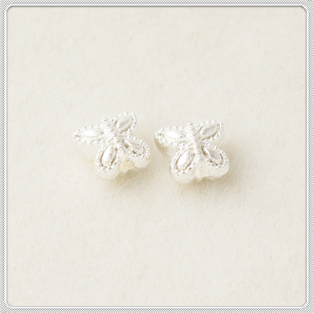Butterfly Metal Beads 6.3x5.4mm Vintage Chubby Antique Silver 100pcs 3