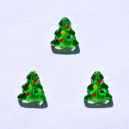 Transparent Green Christmas Tree Glass Beads 10mm 10pcs 4