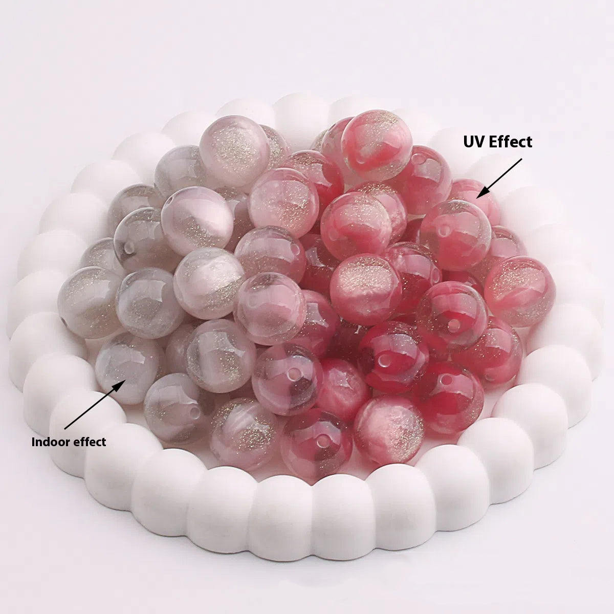 Color Changing Glitter Resin Beads 10/16mm Sparkle Mixed 10pcs 14