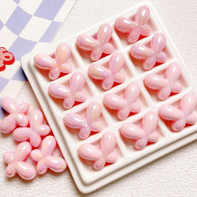 UV Finish Butterfly Acrylic Beads 24x18mm Glossy Mixed 10pcs 10