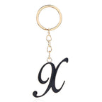 Metal Fashion Letter Keychain Black and Gold Script Design 28
