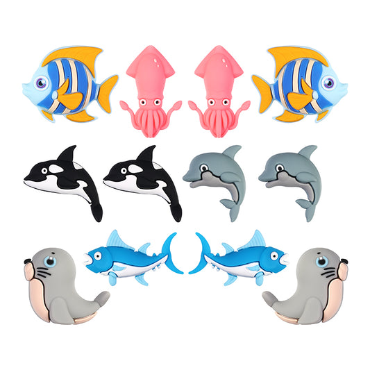 Silicone 3D Focal Beads Ocean Animals Aquatic Postures 20pcs 2
