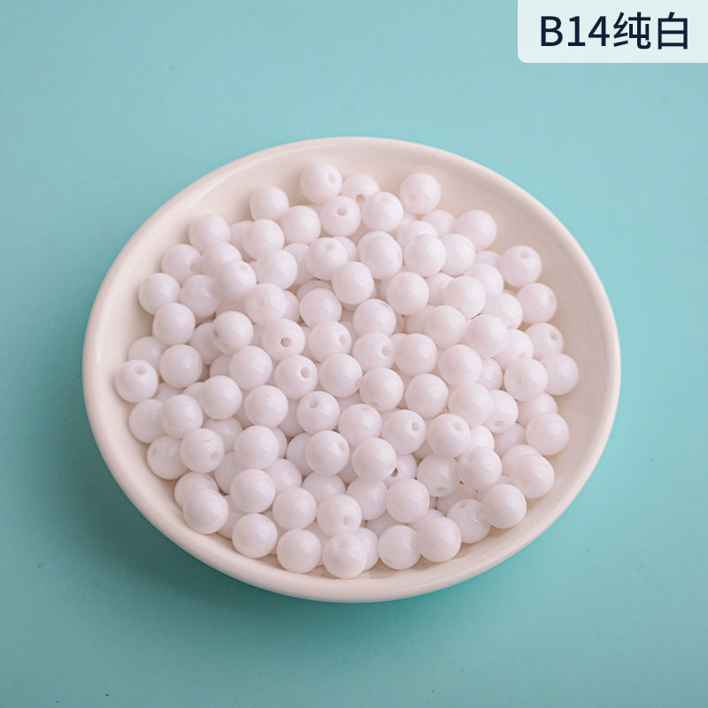 Solid Color Round Acrylic Beads 8mm 100g 8