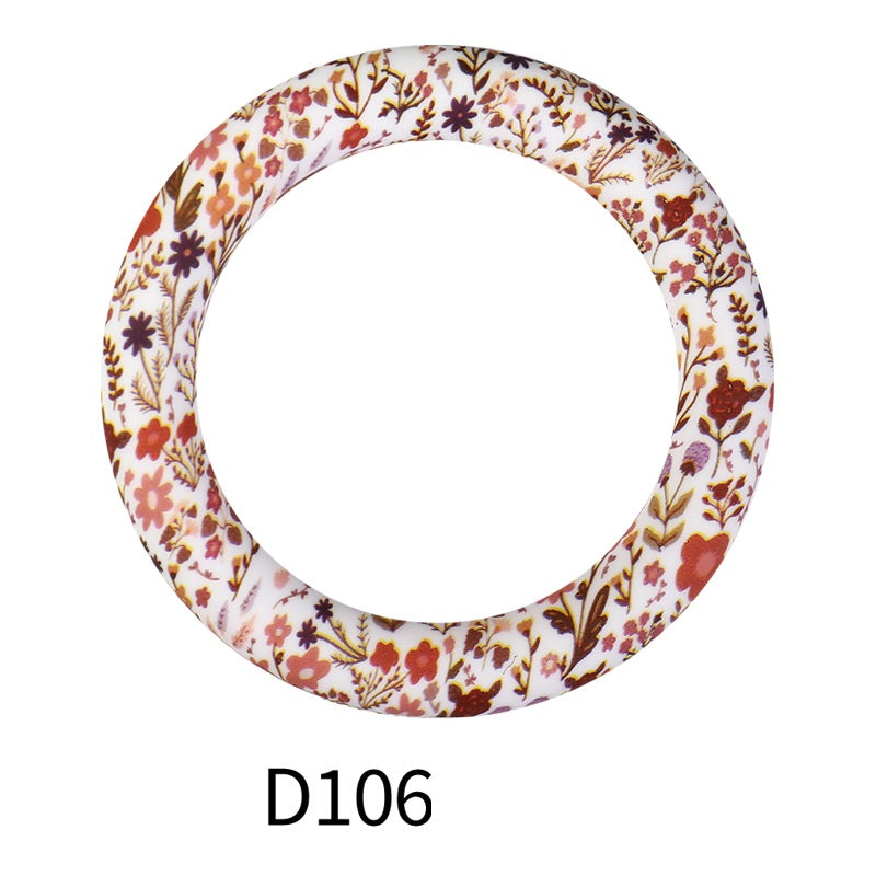65mm Printed Round Silicone Rings Colorful Patterned 5