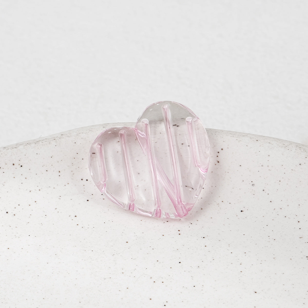 22mm Heart Shaped Transparent Color Stripe Acrylic Beads 50pcs 13